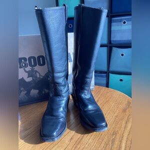 Old West 10.5D Black Stagemaster 18” Tall Cowboy Boots
